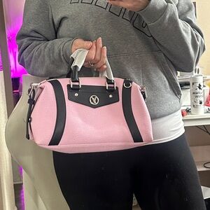 Pink and Black Women's Satchel Bag by